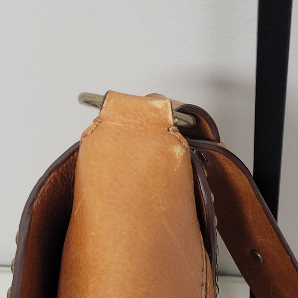 Michael Kors Vintage Studded Small Cognac Leather Saddle Shoulder Bag. - Picture 5 of 16